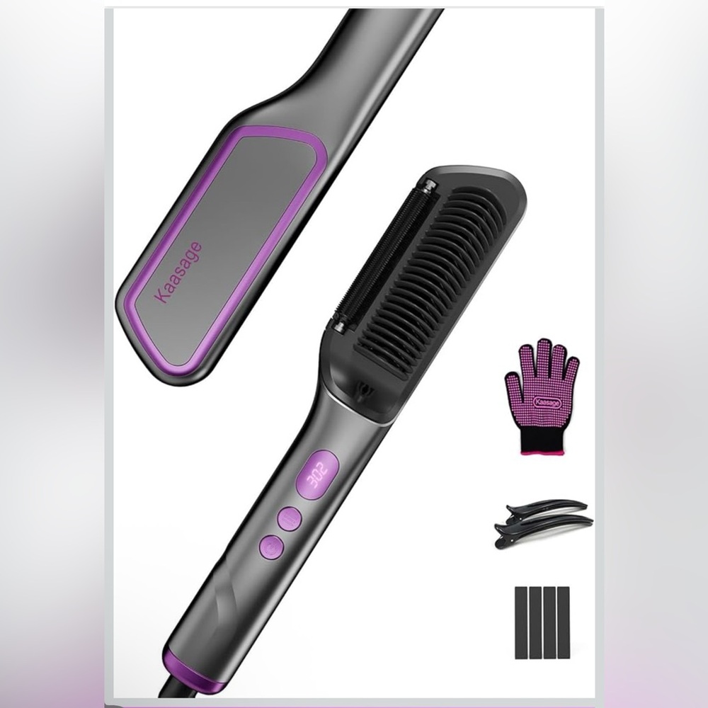 Heated Hair Straightening Brush Comb | Ceramic Hot Brush Styler |